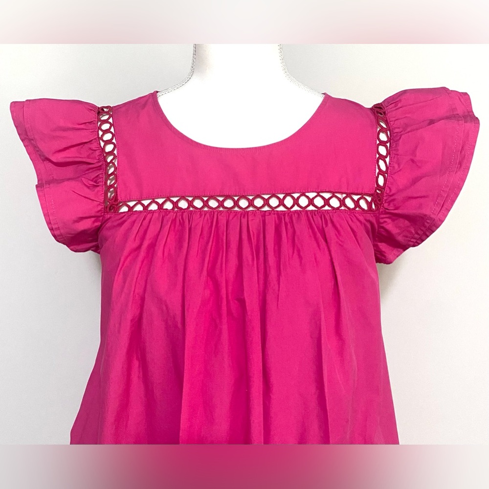La Ven Womens XS Solid Pink Flutter Sleeve Dress Preppy Feminine Cottagecore - Picture 6 of 15